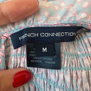 French Connection Pink & Light Blue Ruched Blouse